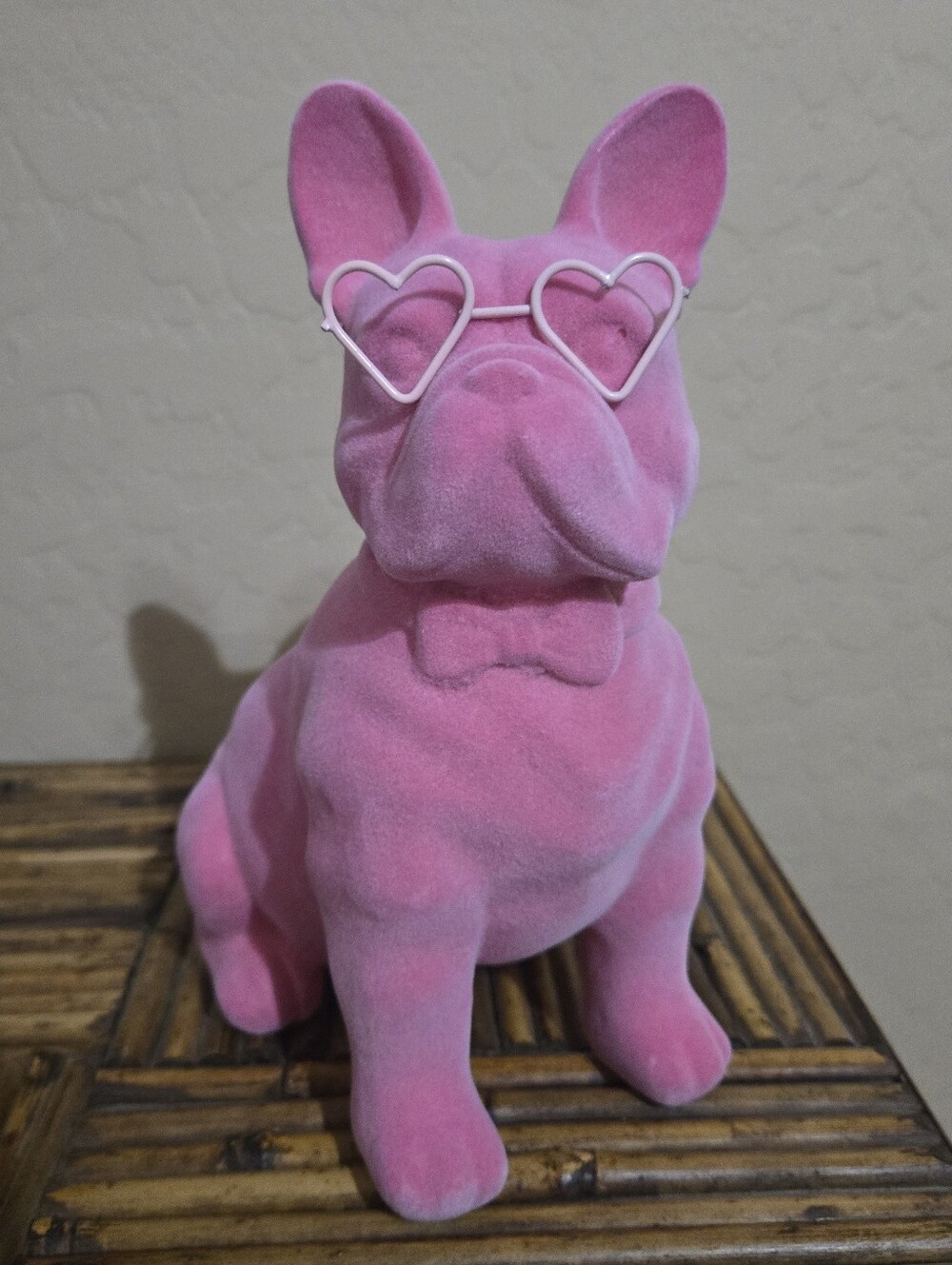 Pink Velvet Frenchie Figurine